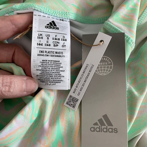 Adidas Hyperglam Aeroready Training Hi Rise Marble Print Tight Shorts Multi Sz S - Picture 8 of 10